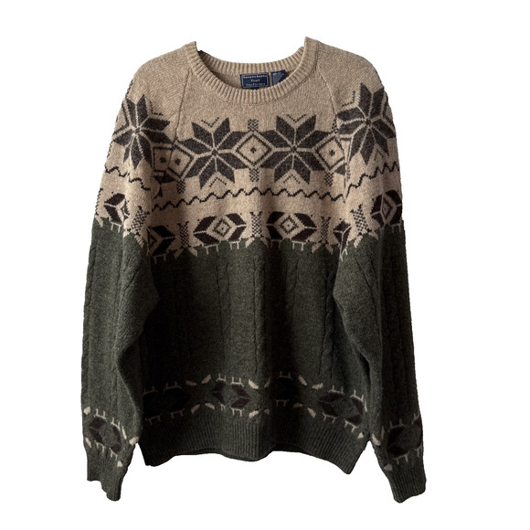 Vtg Susquehanna Trail Outfitters Men’s L 100% Pure Wool Fair Isle Sweater Winter - Picture 1 of 8